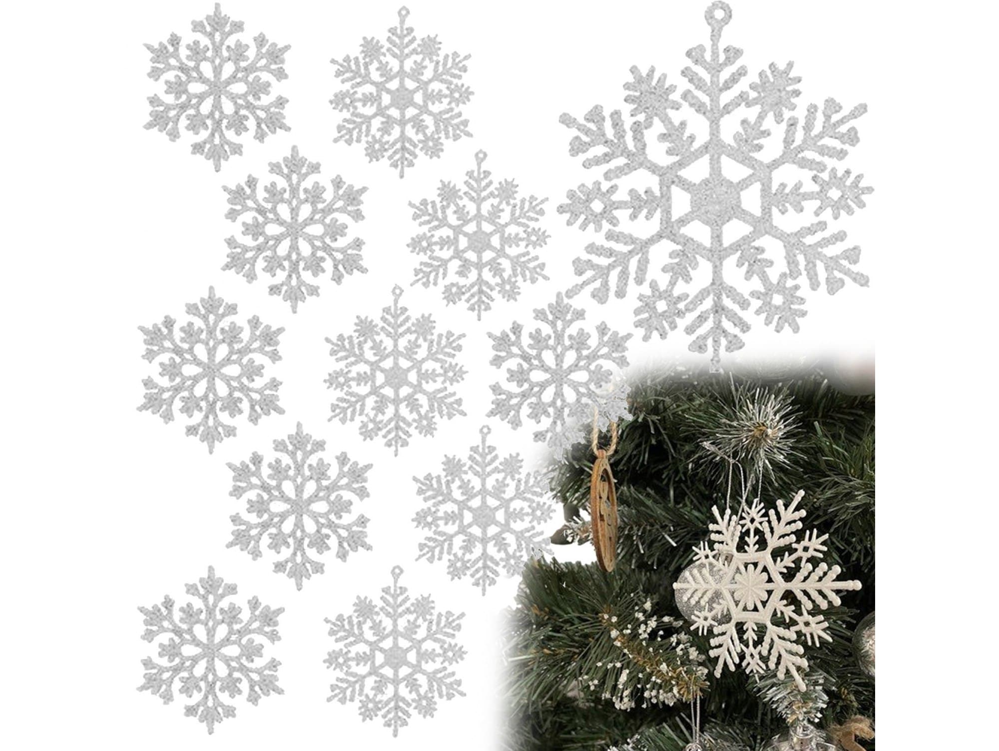 Zawieszki choinkowe bombki ozdoby na choinkę brokatowe świąteczne śnieżynki 12szt