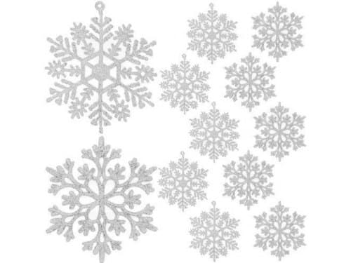 Zawieszki choinkowe bombki ozdoby na choinkę brokatowe świąteczne śnieżynki 12szt